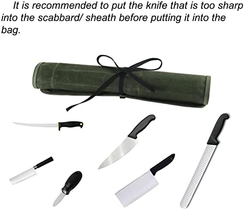 heavy duty chef knife roll bag with 6 slots green