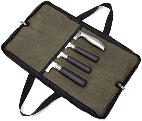 QEES Chef Knife Roll Bag with 4 Slots for Cooking entailments