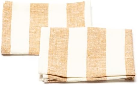 Set of 2 18x26 Gold Linen Tea Towels Machine Washable Absorbent