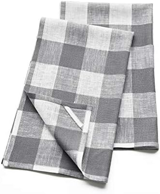 Perfect Pair of Grey White Buffa Check Kitchen Towels