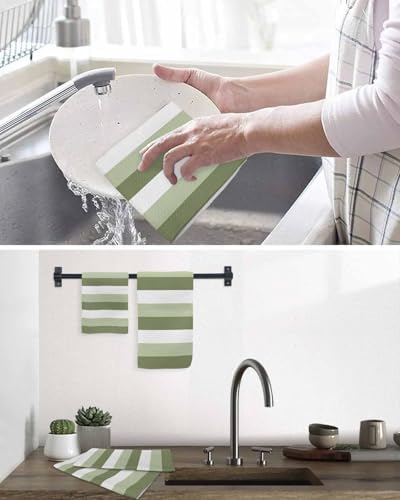 Sage Green Waffle Kitchen Hand Towels Set of 3