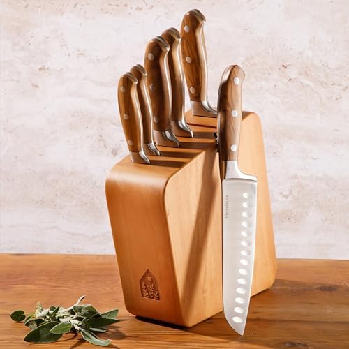 Bloomhouse Italian Olive Wooden Knife Block Set