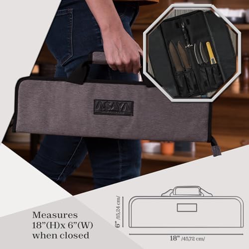 Asaya Chef Knife Roll Bag - 12 Pockets for Easy Storage