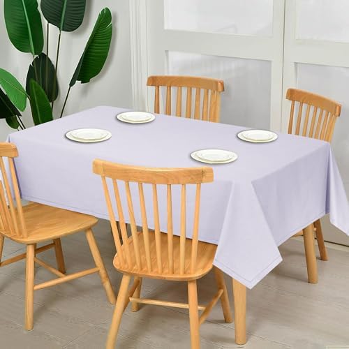 RUVANTI 84x60 Premium Linen Tablecloth Machine Washable Lavender Grey