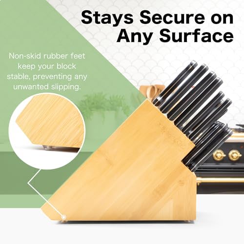 20 Slot Universal Kitchen Knife Block with Bamboo Finish