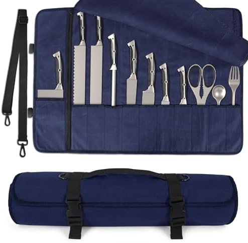 Versatile Durable Knife Roll for Kitchen Essentials Blue