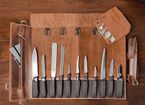 Rustic Town Chef Knives Roll All Purpose Full Grain Leather
