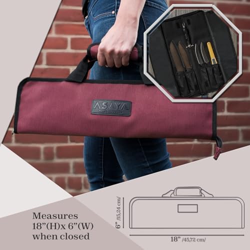 12-Pocket Chef Knife Roll Durable Lightweight Red Nylon Case