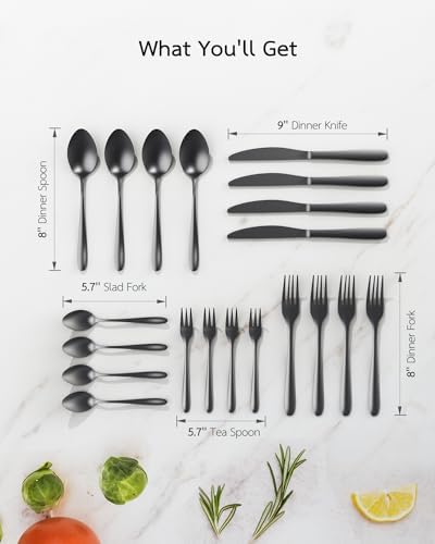 32-Piece Knife Set with Block Sharpener Silverware Holder Black