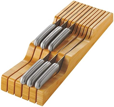 Bambsi In-Drawer Knife Block - Bamboo Knife Organizer