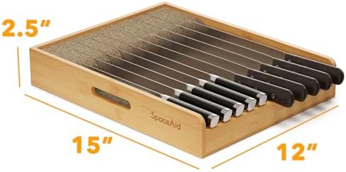 SpaceAid Large Knife Drawer Organizer bamboo insert