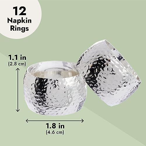 12-Piece Silver Napkin Rings for Weddings Parties