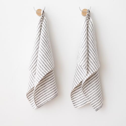 Set of 2 Graphite Linen Tea Towels 18 x 26
