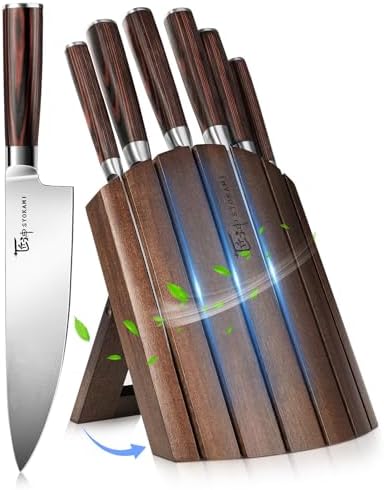 Seven-Piece Japanese Style Knife Set with Folding Magnetic Block
