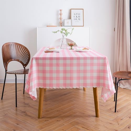 Premium Pink Gingham Tablecloth