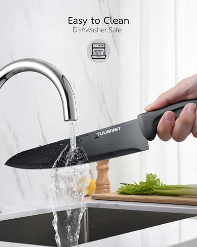 32-Piece Knife Set with Block Sharpener Silverware Holder Black