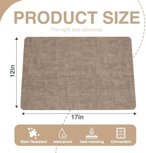 NCUE Faux Leather Place Mats Set of 6 Heat Resistant
