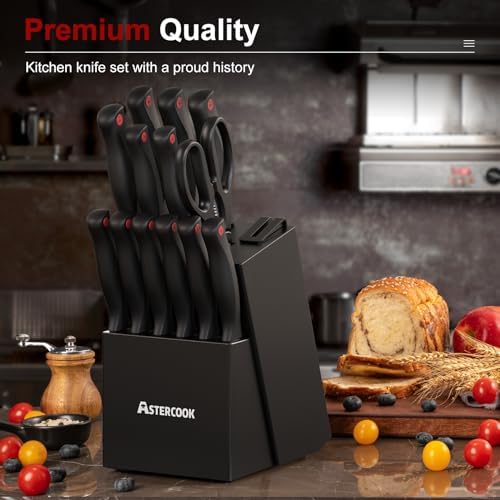 15-Piece German Stainless Steel Knife Set with Built-In Sharpener Lifetime Warranty