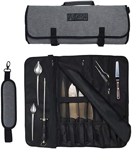 Asaya Chef Knife Roll Bag - 20 Pockets - Durable Stain Resistant nylon
