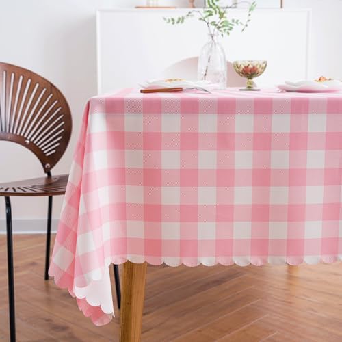 Premium Pink Gingham Tablecloth
