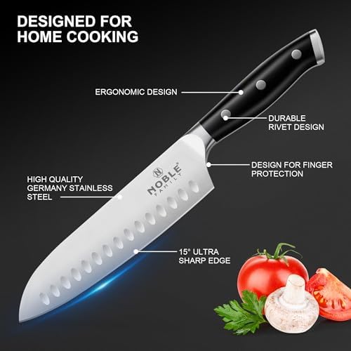 N NOBLE FAMILY 16Pcs Knife Set with Block and Sharpener