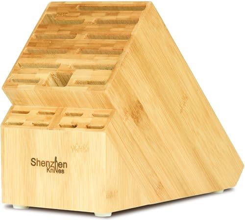 20 Slot Universal Kitchen Knife Block with Bamboo Finish