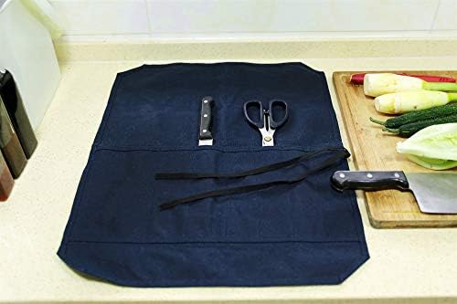 Denifiter Heavy Duty Knife Bag 16oz Waxed Canvas 7-Slot Blue