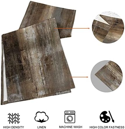 Dark Brown Rustic Table Runner and Placemats Set