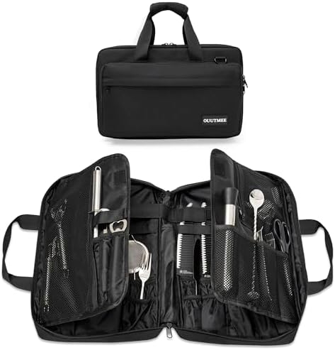 OUUTMEEChef Knife Bag for Professionals 25 Total Pockets Kitchen Utensils Organizer