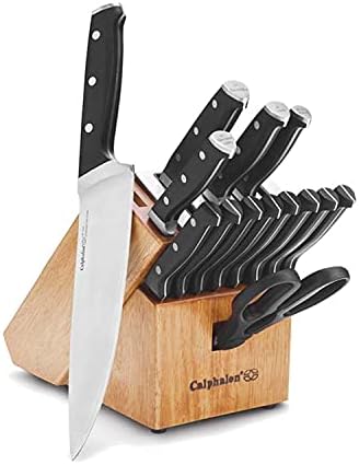 Calphalon Kitchen Knife Set with Self-Sharpening Block Sharp for Life