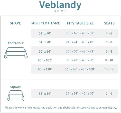 Veblandy waterproof tablecloth 60x84 inch black spill-proof