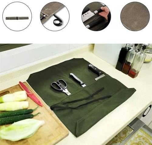 Professional Knife Roll Holder - 7 Slots Secure Durable Kitchen Tool Organizer