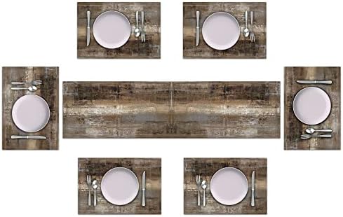 Dark Brown Rustic Table Runner and Placemats Set