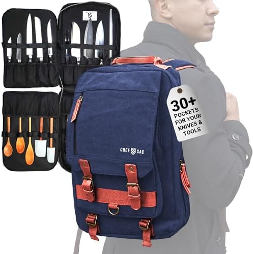 Retro Chef Backpack with 20 Slots for Knives Tools