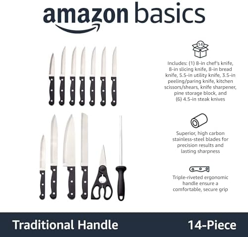 14-Piece Kitchen Knife Set with Knife Block