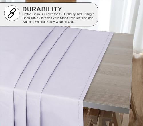 RUVANTI 84x60 Premium Linen Tablecloth Machine Washable Lavender Grey