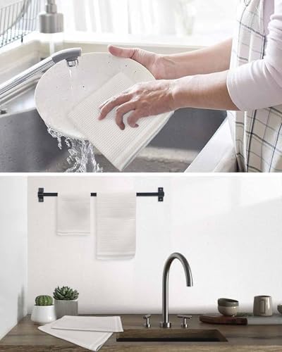 Light Brown Striped Waffle Kitchen Hand Towels Set of 3