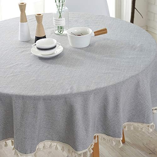 Meioro Round Linen Tablecloth 59 Inch