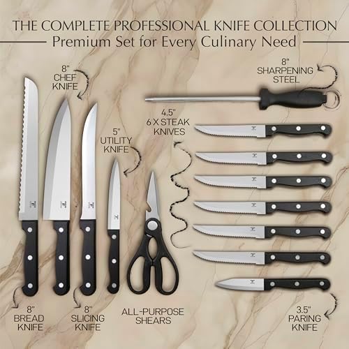 Sturdy 14-Piece knives set with premium stainless steel blades
