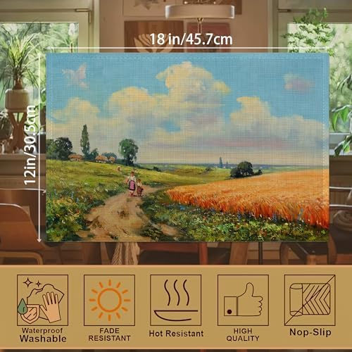 ZIHONSE Oil Painting Placemats Set of 6