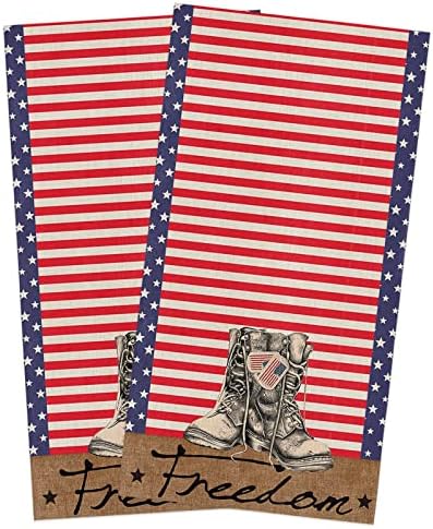 Patriotic Independence Stripes Kitchen Towels 18x28 2 Pack