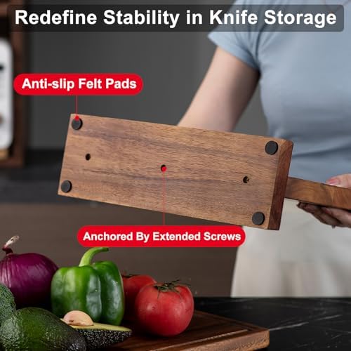 Storane Magnetic Knife Block - Acacia Wood Double Sided Holder