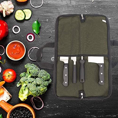 QEES Chef Knife Roll Bag with 4 Slots for Cooking entailments