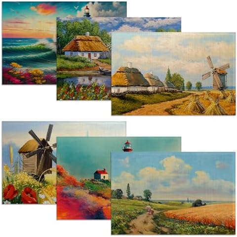 ZIHONSE Oil Painting Placemats Set of 6