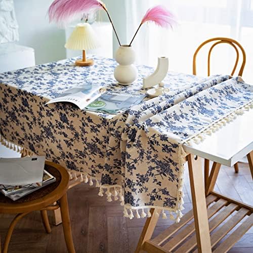 French Rose Tassel Tablecloth 55x102 inches Coordinate Your Kitchen Dining Kennedy Collection