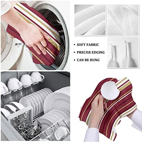 ZOE GARDEN Red Yellow Stripes Kitchen Towels