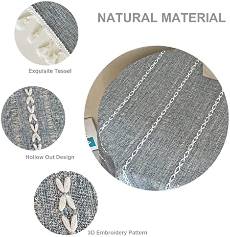 Rustic Linen Tablecloth with Tassels for Kitchen Dining Rooms