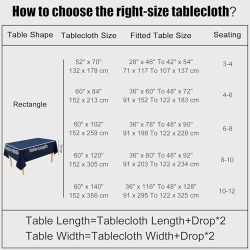 Smiry Water Repellent Tablecloth 52x70-inch Navy