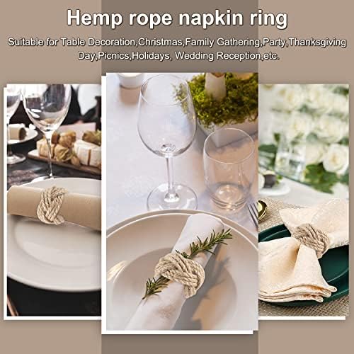 Premium burlap napkin rings set of 6