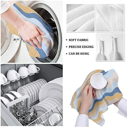 ZOE GARDEN Abstract Kitchen Towels 4-PC Geometric Stripes Quick-Dry Microfiber Dishcloth